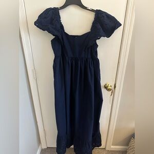 Navy Poplin Cotton Eyelet Maxi Dress | Preppy Maxi Dress | tuckernuck vibes